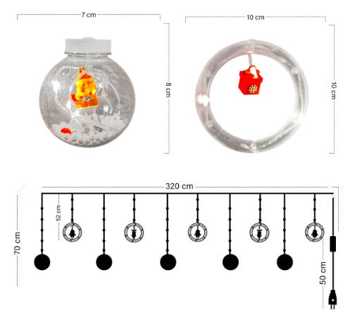 COMBO NAVIDEÑO: Cortina de bolas y Aros + Cortina de lluvia de luz led y te obsequiamos bombillo navideño.